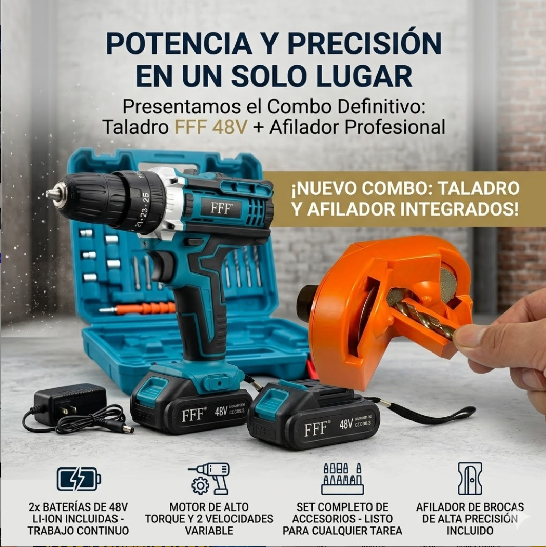 Combo Maestro FFF: Afilador de broca y taladro 48v