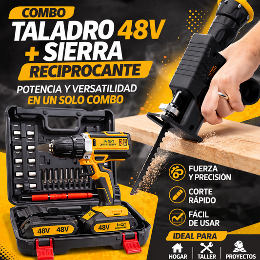 Combo Taladro Inalámbrico 48V + Sierra Sable Recíproca
