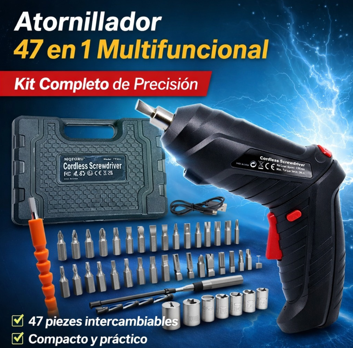 Atornillador 47 en 1 Multifuncional – Kit Completo de Precisión